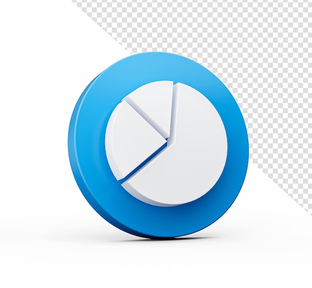 Pie Chart 3d icon on Blue icon isolated isolated background 3d illustration