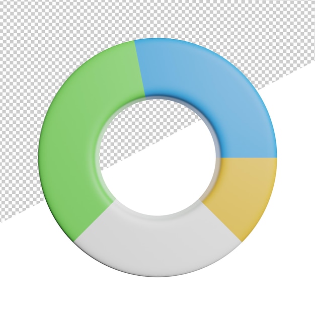 Pie Chart Diagram front view 3d rendering illustration on transparent background