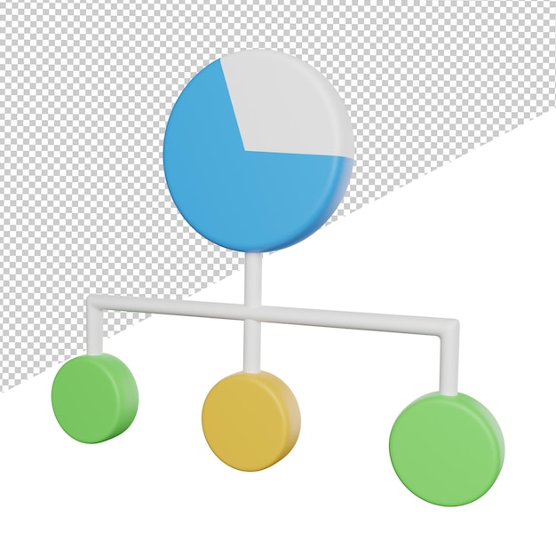 Pie Chart Diagram side view 3d rendering illustration on transparent background