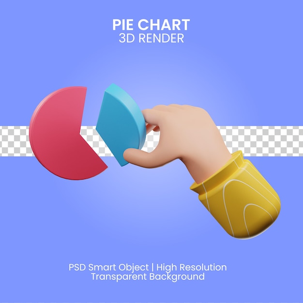 Pie chart icon 3d render isolated