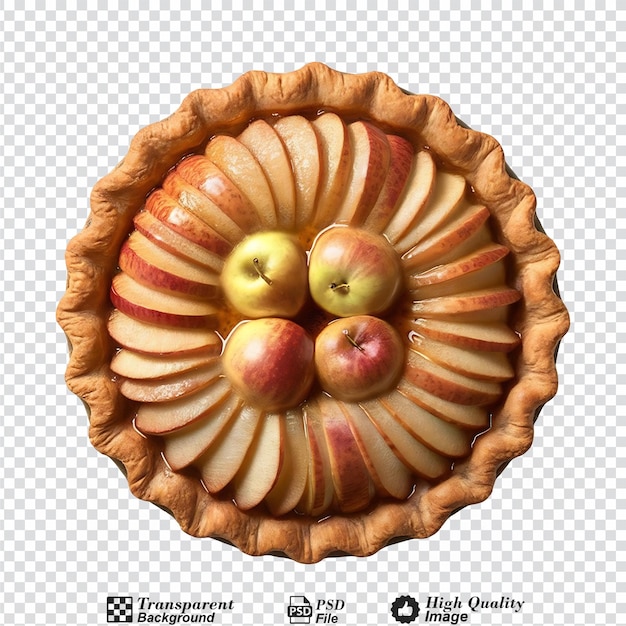 A pie with apples on top of it isolated