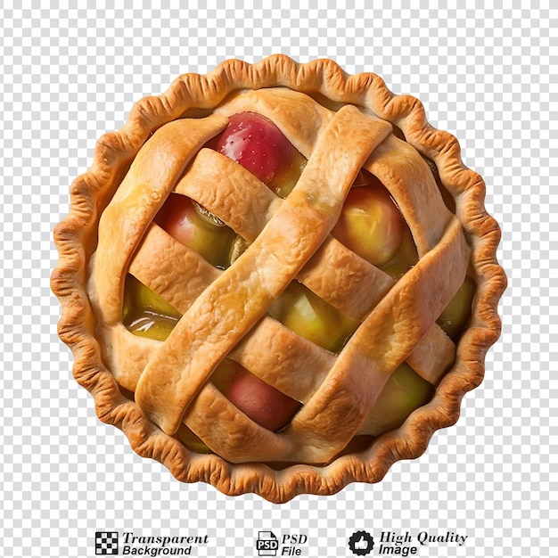 A pie with a lattice crust and fruit filling isolated