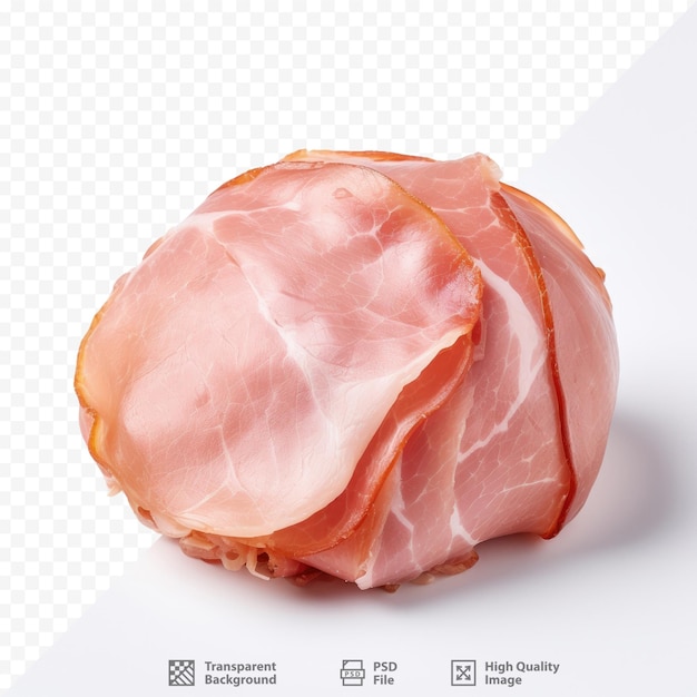 a piece of bacon with the label for a product.