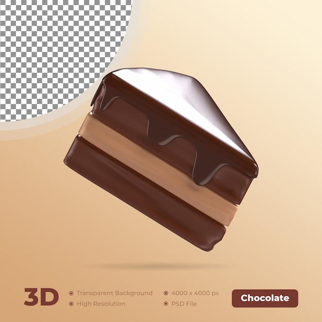 PSD piece of cake 3d illustration icon chocolate with transparent background