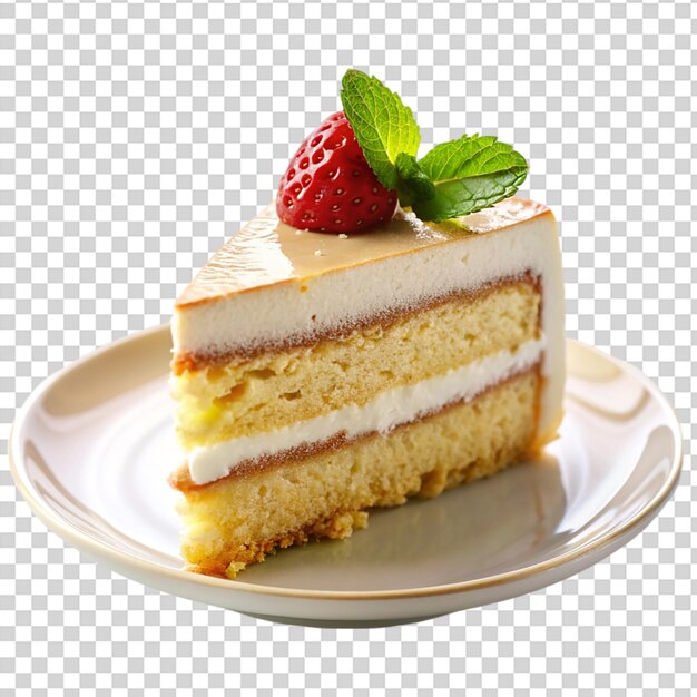 A piece of cake with a cherry on top on transparent background