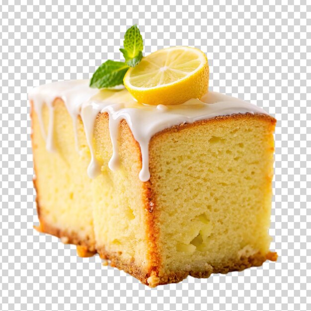 PSD a piece of cake with a lemon wedge on transparent background