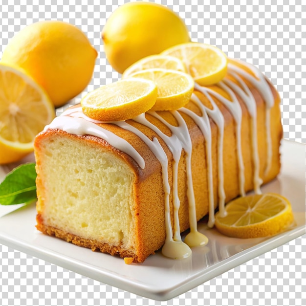 PSD a piece of cake with a lemon wedge on transparent background