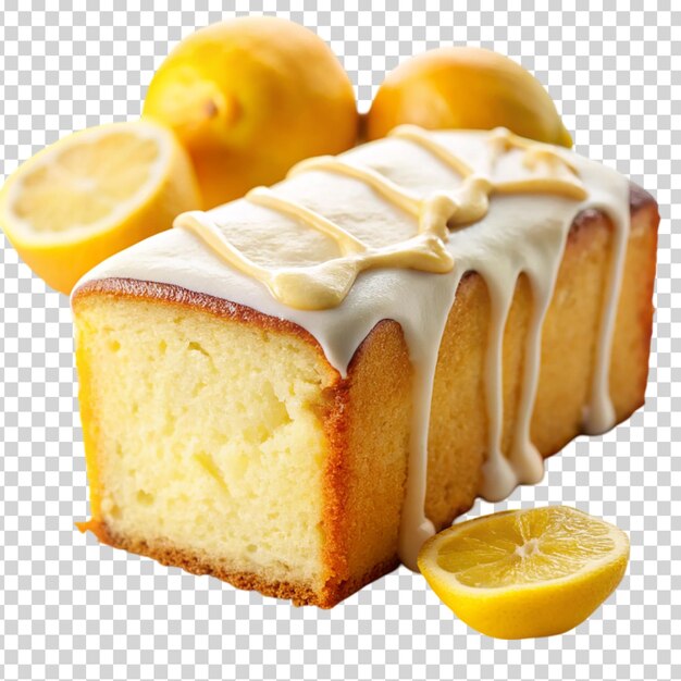 PSD a piece of cake with a lemon wedge on transparent background