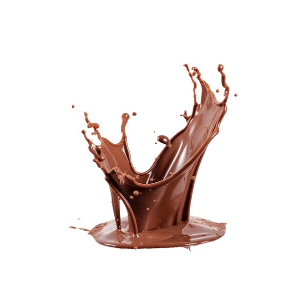 a piece of chocolate with a splash of chocolate splashing