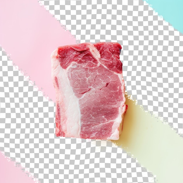 a piece of meat that is cut in half and is on a checkered paper