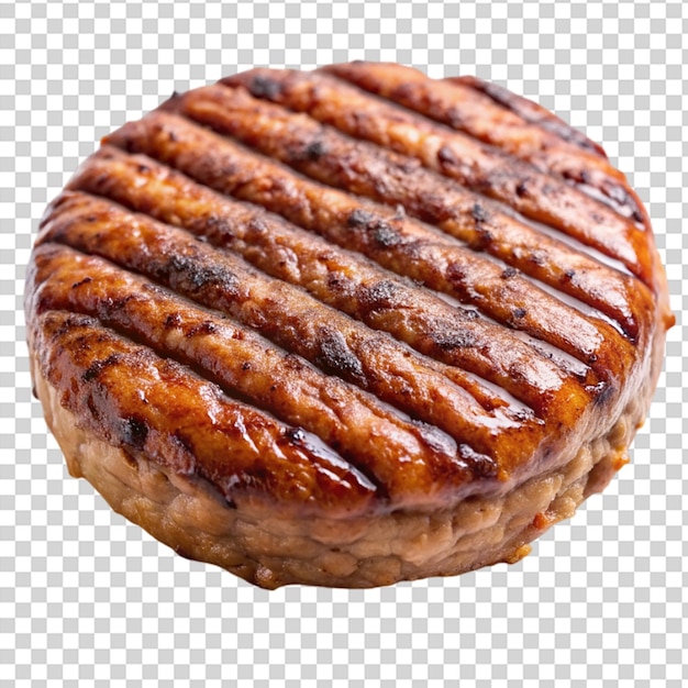 A piece of meat with a green herb on top on transparent background