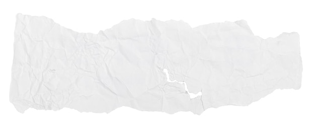 A piece of white crumpled paper on a blank background