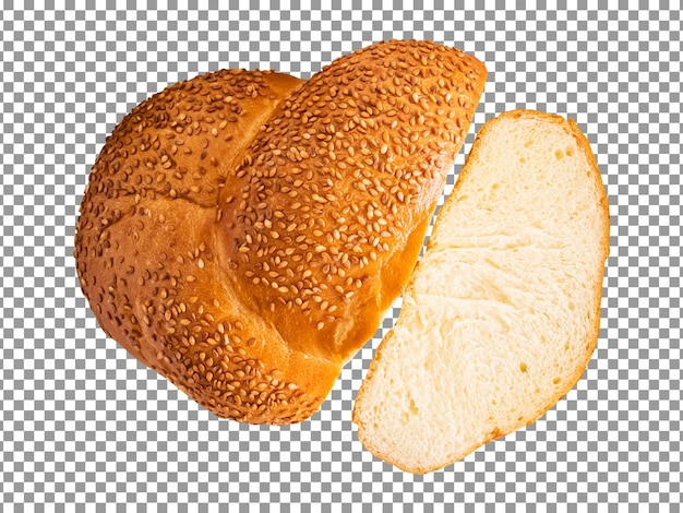 Pieces of bread with sesame seeds on transparent background