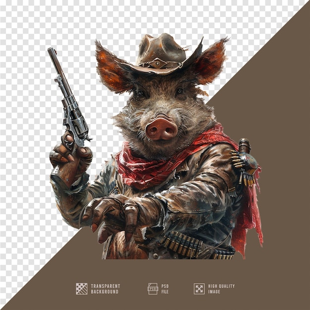 a pig with a gun and a gun in his hand