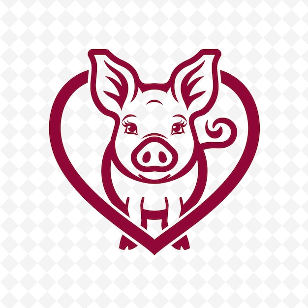 pig with a heart on a white background