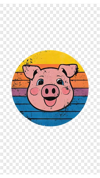 a pig with a rainbow colored background