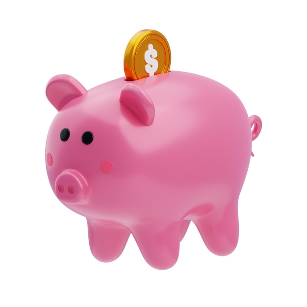 PSD piggy bank 3d icon piggy bank with coin