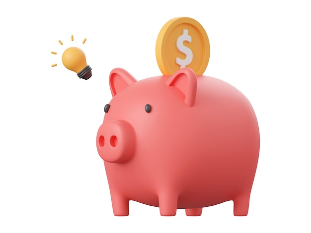 PSD piggy bank 3d illustration of investment concept