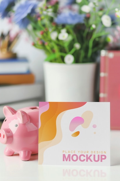 Piggy bank box mockup