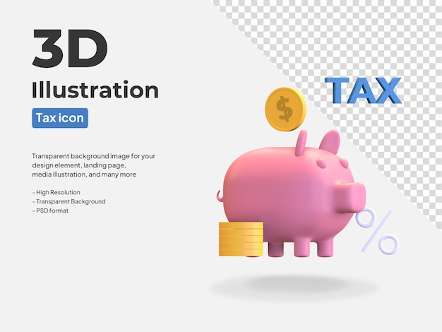 piggy bank with coin icon 3d rendered illustration