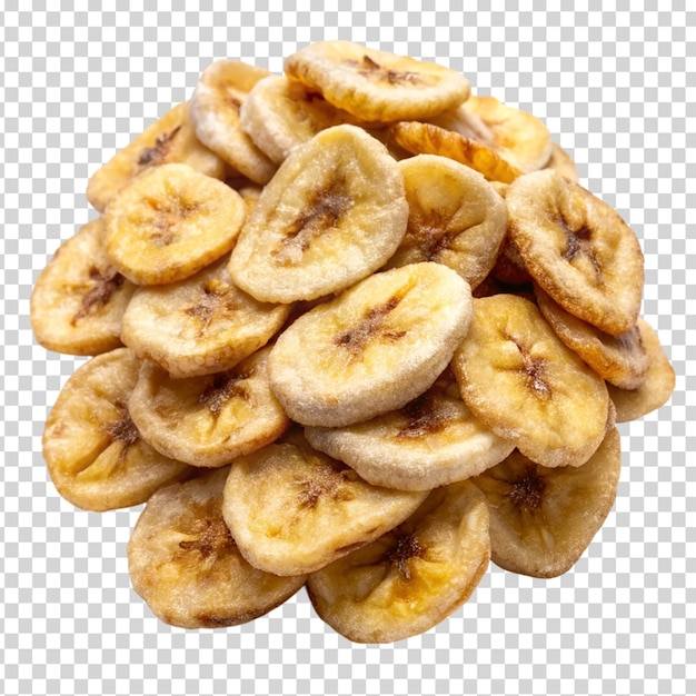 A pile of banana slices on transparent background