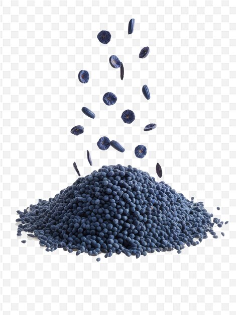 PSD a pile of blueberries with a pile of blue seeds