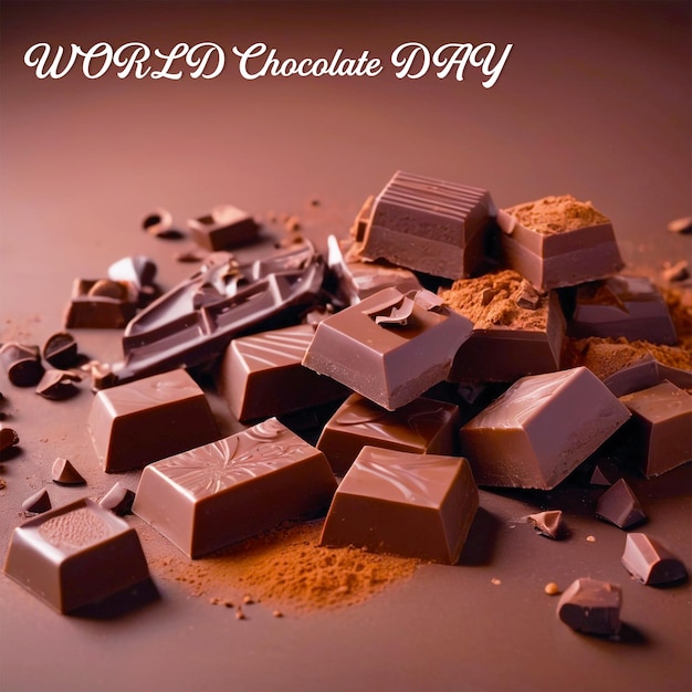 PSD a pile of chocolates with the words worlds world written on it