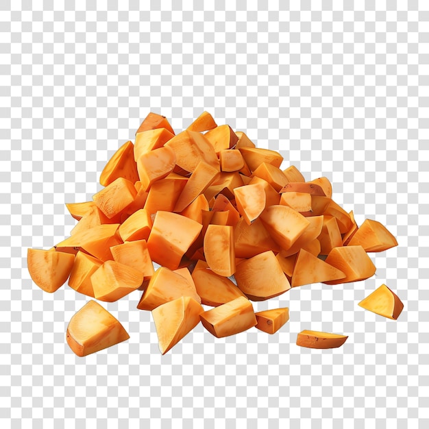 a pile of chopped up potatoes on a transparent background