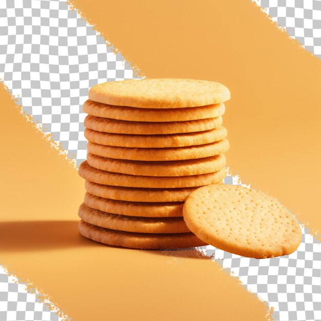 PSD pile of circular crispy cookies on transparent background