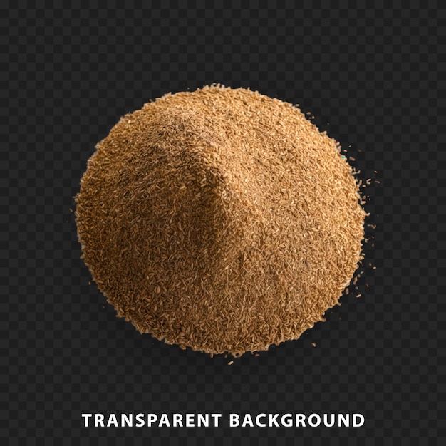 A pile of cumin seeds isolated on a transparent background