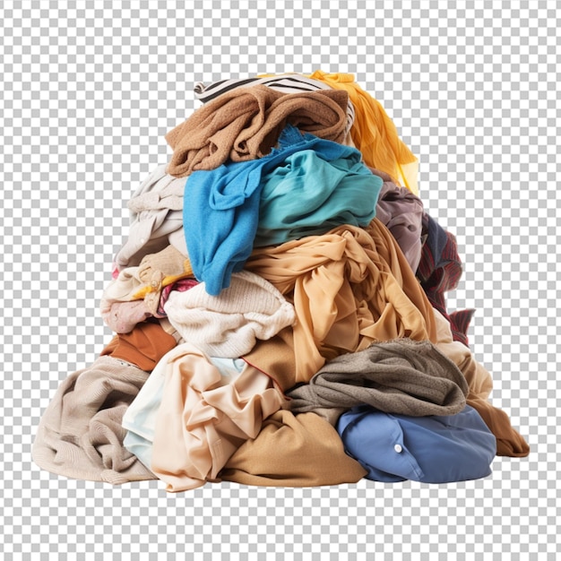 PSD pile of dirty laundry on white background