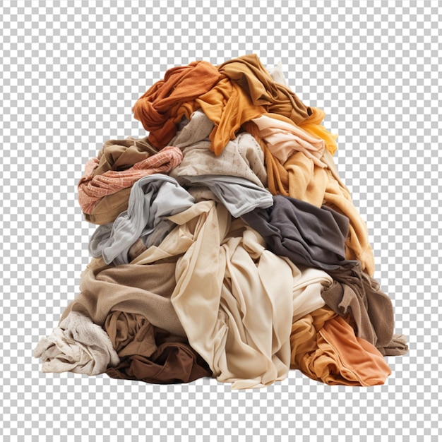 PSD pile of dirty laundry on white background