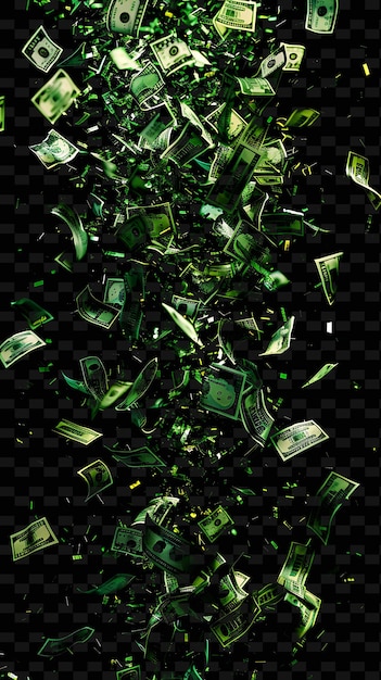 PSD a pile of dollar bills on a black background