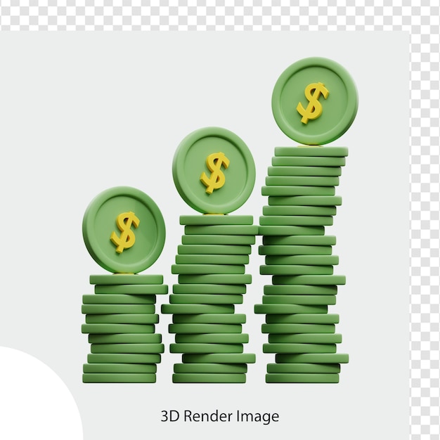 pile of dollar coins 3d illustration