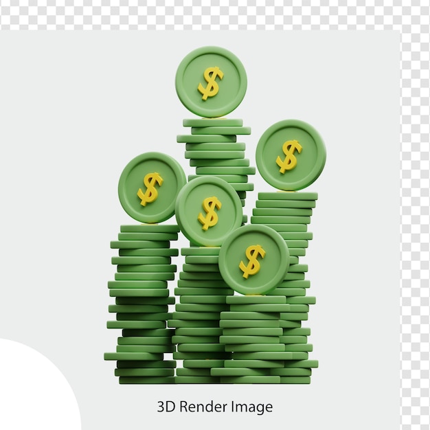 pile of dollar coins 3d illustration