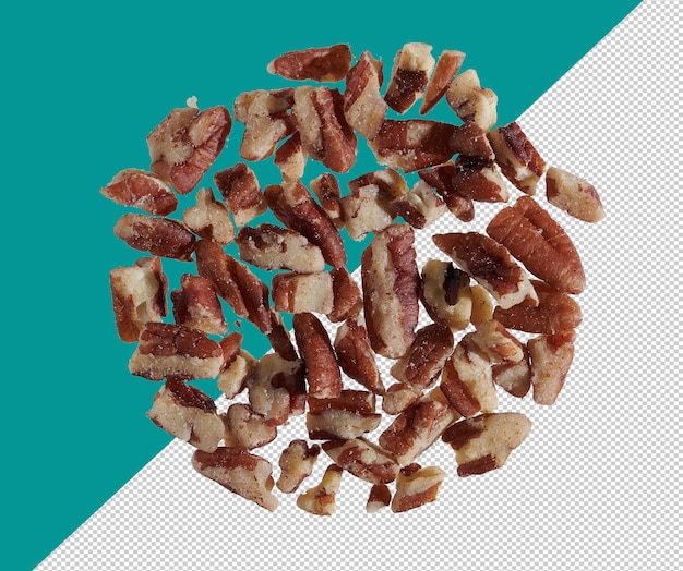 a pile of fried bacon is shown on a blue background