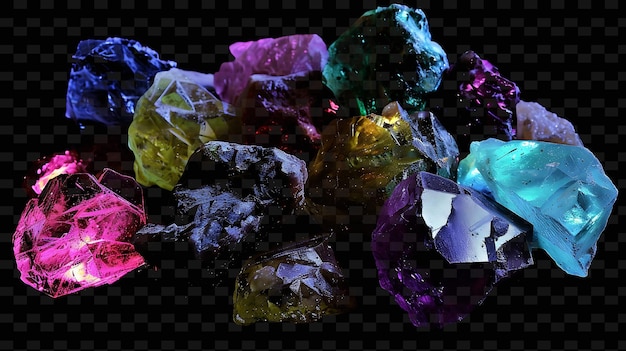 a pile of gemstones and gemstones on a black background