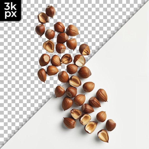 a pile of nuts with a x on the bottom