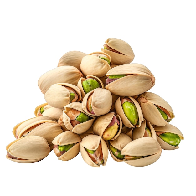 A Pile of Opened Pistachios with Green Kernels