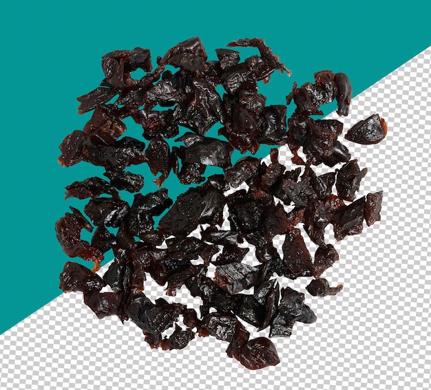 a pile of raisins and raisins are on a white background