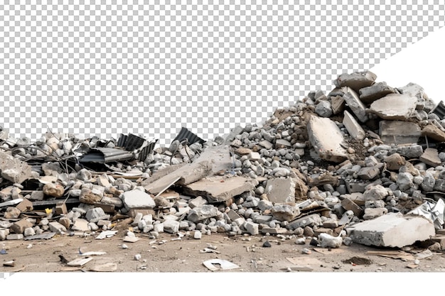 a pile of rocks and a pile of rubble