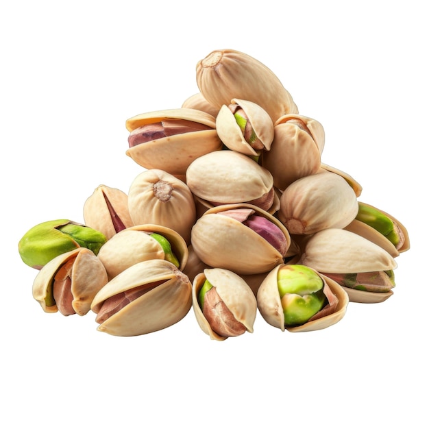 A Pile of Shelled Pistachios Isolated on a White Background