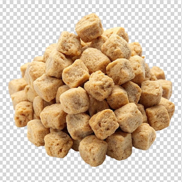 PSD a pile of small brown squareshaped food items on transparent background