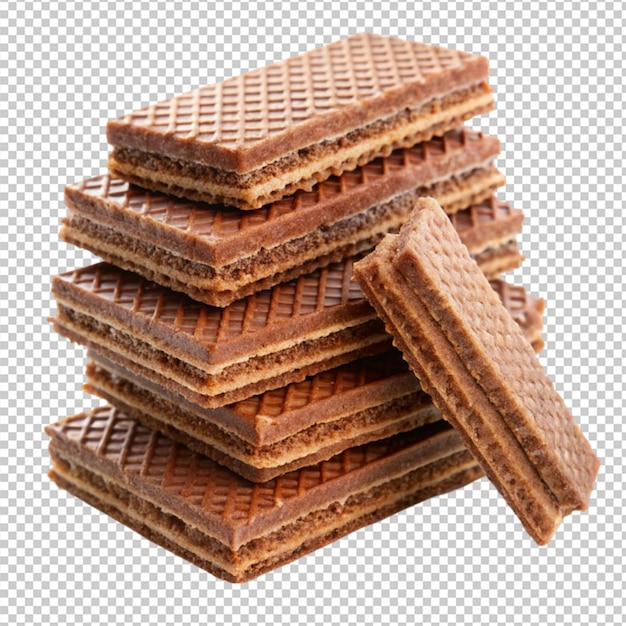 PSD pile of sweet cholate wafers transparent background