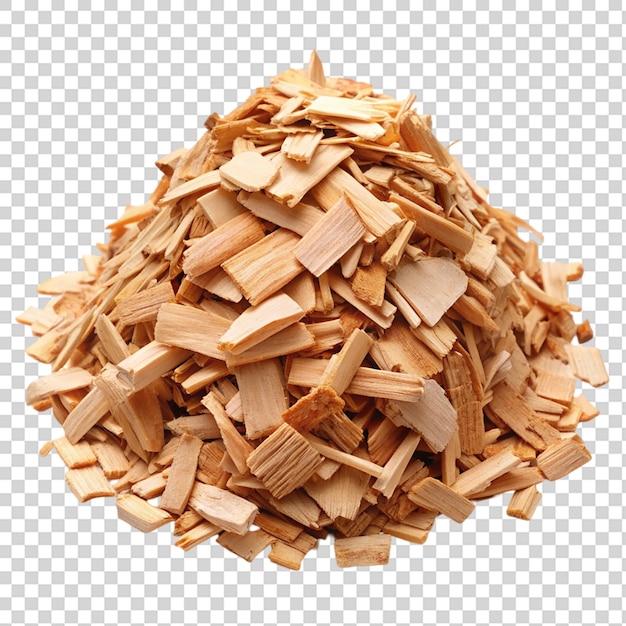 PSD pile of wood chips isolated on transparent background