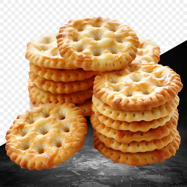 PSD a pile of yummy looking biscuits with a square shape on the bottom