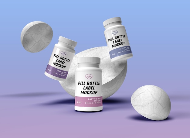 Pill Bottles mockup design rendering