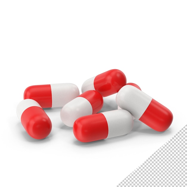 Pill Capsule Stack Red White PNG