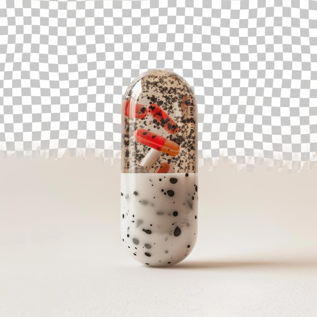 PSD a pill with black specks and black speckles on it