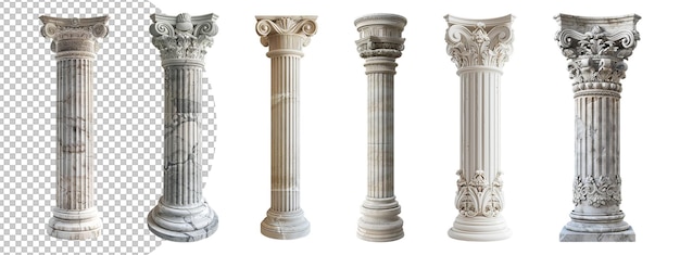 PSD pillars set on transparent background